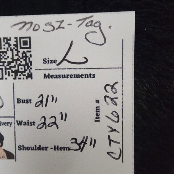 Vintage Union Label Black Faux Fur Pea Coat Size L - Picture 9 of 9